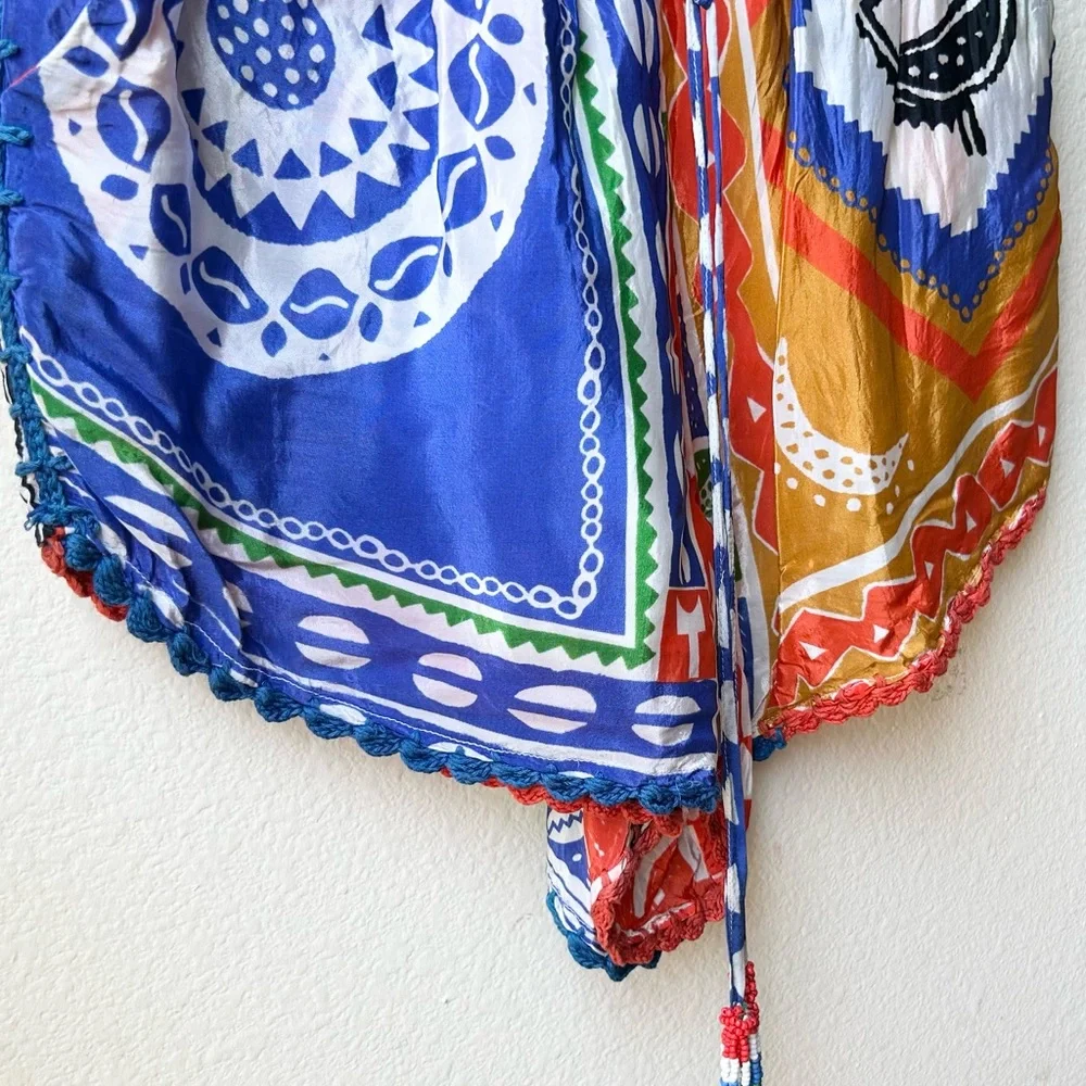 FARM RIO Satin Pitta Shorts Off-white Colorful Bohemian Beachy Resort Wear Sz XS - Picture 7 of 16
